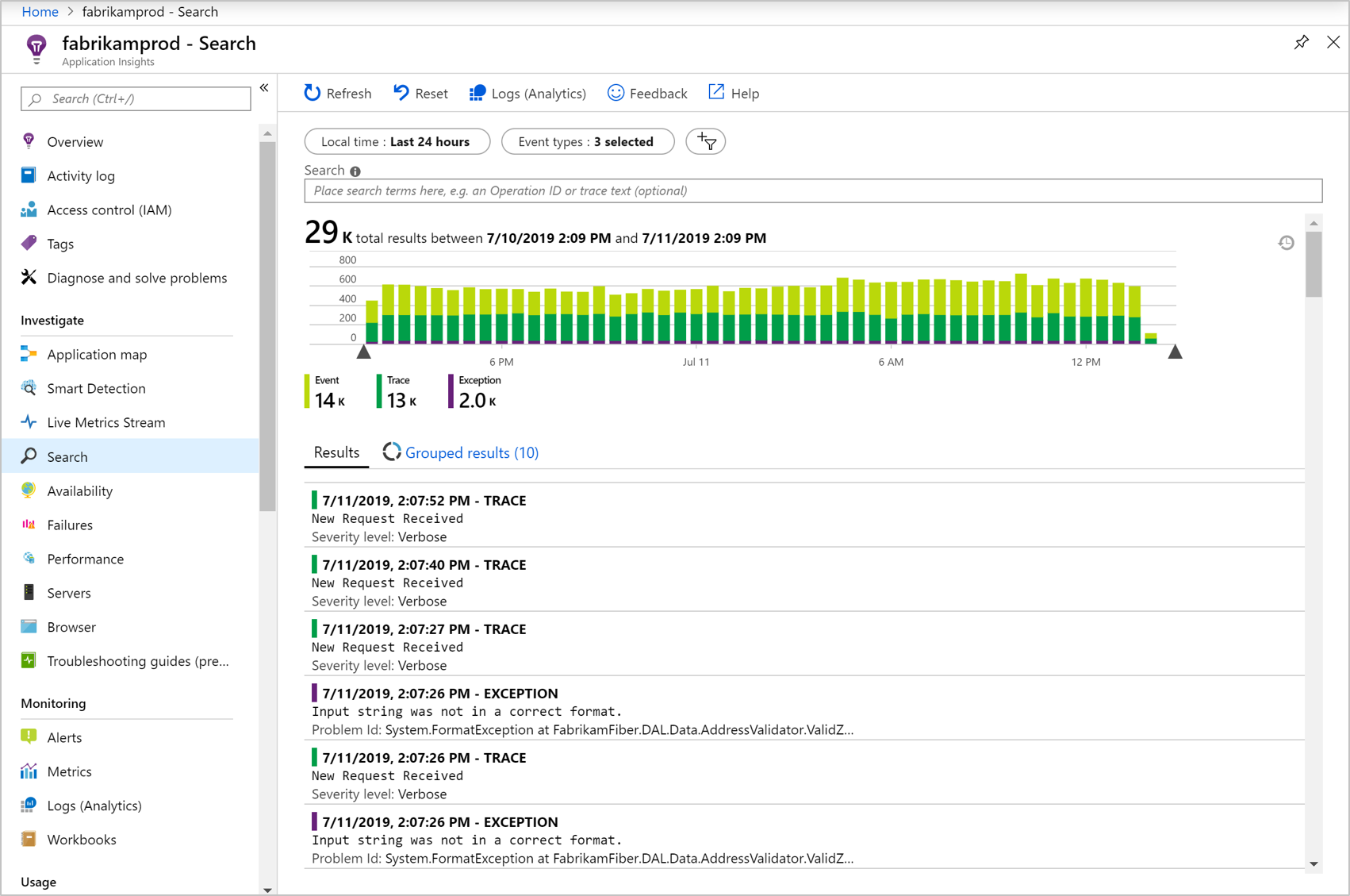 Application Insights Search